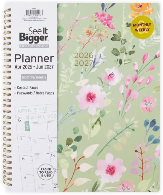 PlanAhead See IT Bigger Specialized Large Print, April 2026- June 2027 Weekly Monthly Large Planner, Size 8.5" x 11" and 6 in 1 Multicolor Ballpoint Colorful Ink Penfrom TheBeliver LLC.