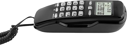 Miniatura 8 de Mini teléfono fijo de montaje en pared con pantalla LCD, identificación de llamadas para oficina en casa, hotel, con cable e inalámbrico, no