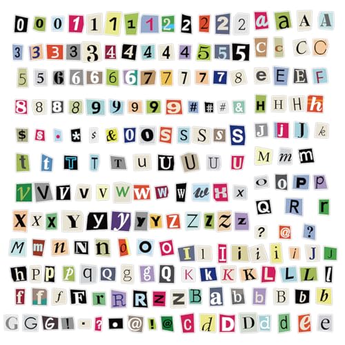 200 Pegatinas Del Alfabeto Retro, Pegatinas con Símbolos de Números y Letras, para Manualidades Letreros Carteles Ventanas Buzones Automóviles
