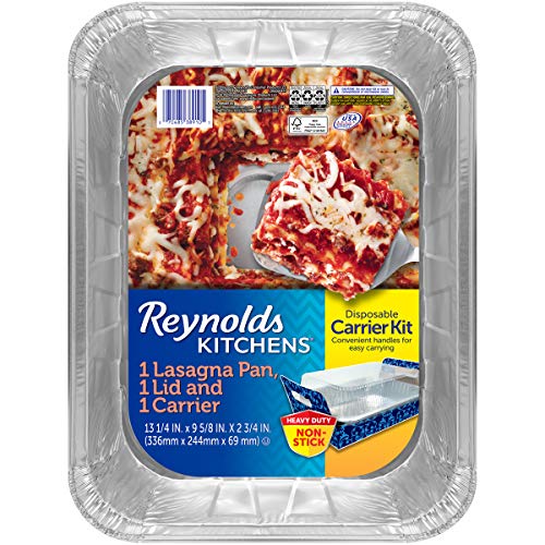 Reynolds Disposable Lasagna Pans with Carriers & Lids - 13 1/4 X 9