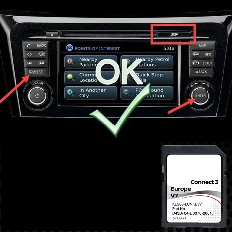 Tarjeta SD Navegación GPS Europa 2022 v7 - (Q1.2021) - D43BF04-D0070-2001 Compatible con Nissan Connect 3 LCN2