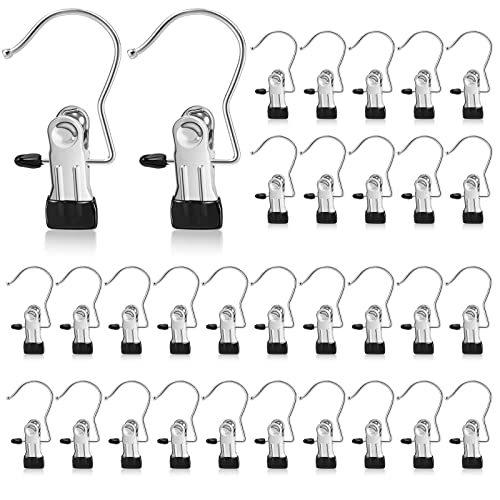 20 Stück Kleiderbügel Klammerhaken Sockenklammern Metallklammern Kleiderbügel Hosen 360° Drehbarer Stiefel Aufhänger für Hosen Schuhe Handtuch Tragbarer Metallhaken-reisebügel, Platzsparend Cover