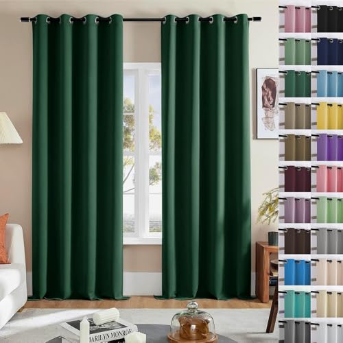Rideaux occultants haut de gamme vert foncé isolants pour maison