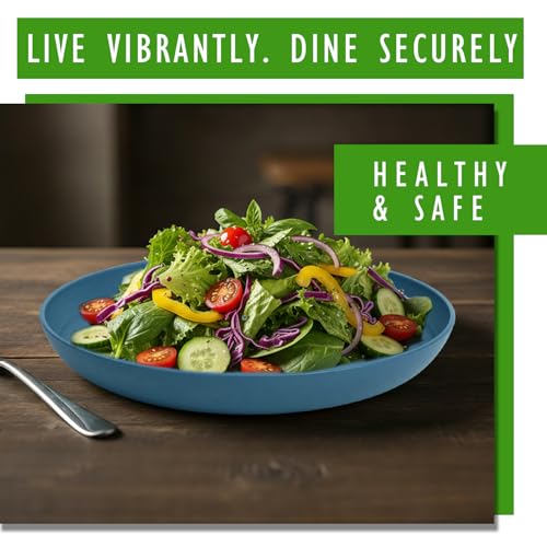Image of 6PCS Wheat Straw Reusable Plates Set, 10In Deep Dish Dinner Plates