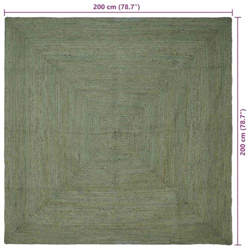 Tapis de salon vert olive 200x200 tapis de sol moderne jute - 4