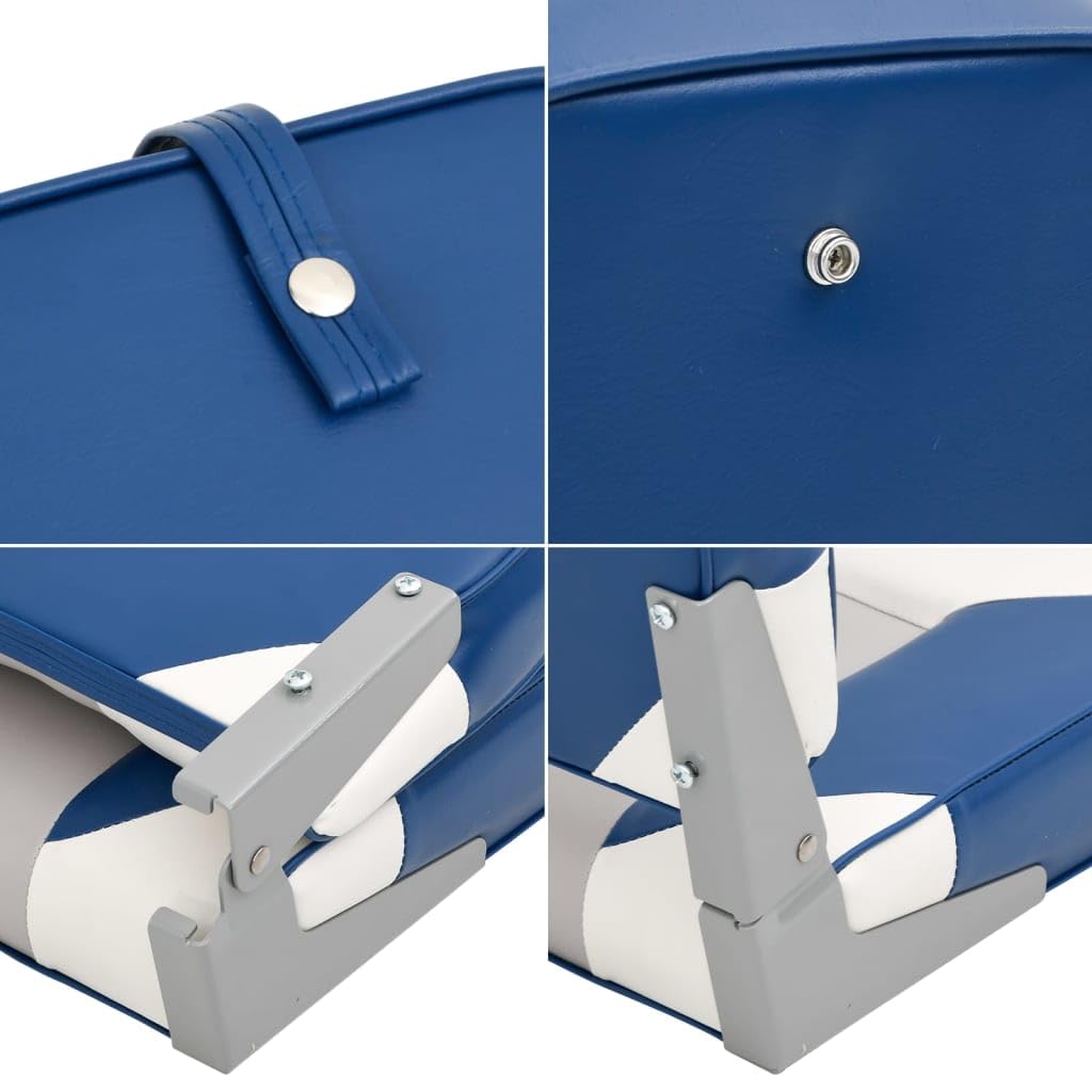 2-tlg. Bootssitz-Set klappbar mit hoher Rückenlehne, PVC PU Oberfläche, Aluminium Scharnier, 100 kg Tragkraft, für Segelboot, Jolle, Yacht, Katamaran, Cockpit und Deck