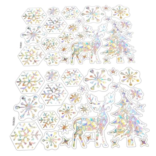 Tofficu 2feuilles Sticker Décoratif Pour Fenêtre Électrostatique Arc-ciel Lot Sign Flocon Noël Facile à Appliquer Chambre Et Salon