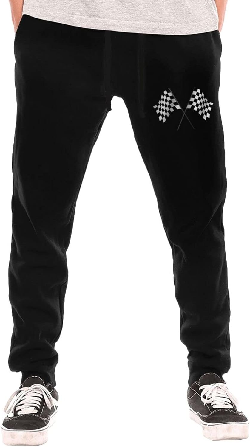 SEAEAGLE Checkered Flags Race Car Flag Men's Pants Jogger Sweatpants Sports Training Running Cotton Adjustable Pockets