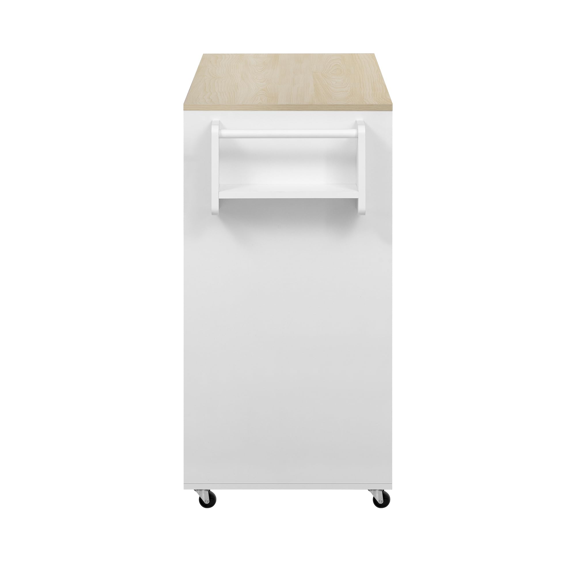 YuQozii Isola da cucina con ruote, tavolo da pranzo estensibile con piano e cassetti, isola da cucina mobile indipendente perfetta per cucina e sala da pranzo (bianco+natura)