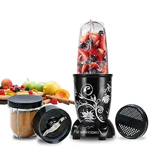 Wonderchef Nutri-blend Mixer, Grinder & Blender | Powerful 500W 22000 RPM motor | Stainless steel Blades | 2 unbreakable jars | 2 Years warranty | Recipe book by Chef Sanjeev Kapoor | Black