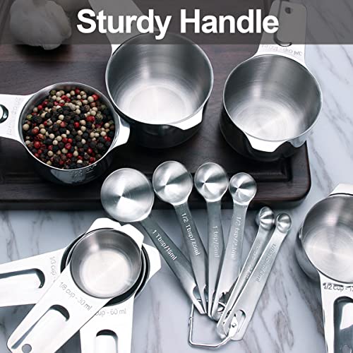 20Pcs Measuring Cups And Measuring Spoons Set, Food-Grade Stainless Steel Measure Cup Set For Cooking Baking Measurement, Including 7 Cups, 9 Spoons, Level, Magnetic Chart, Stackable Measuring Set #TOP6