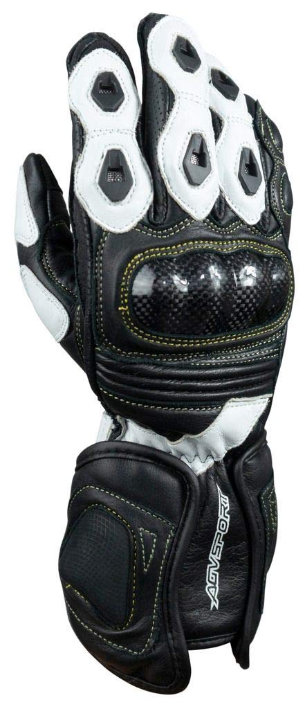 AGVSPORT Laguna Gauntlet Motorcycle Leather Racing Gloves with Knuckle Protection Track Riding Street