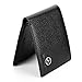 Genuine Leather Bifold Wallet with 3 Card Slots and ID Window For Mercedes Benz (Black, Mercedes Benz)