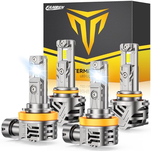 Image of FAHREN H11 /H8 /H9 9005 /HB3 Fog Bulbs Combo, 100000LM 1200% Super Brighter, 1:1 Design Plug N Play High Low Beam, 6500K Cool White, IP68 Waterproof, 80000Hrs Long Life with Cooling Fan, Pack of 4