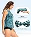SANTINY Sleeveless Rash Guard for Women UPF 50+ Modest Swimsuit Quick Dry High Neck Bathing Suit Swim Top Swim Tank (Blue Paisley_L)
