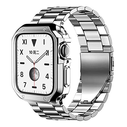 Bracelet de montre 44mm en métal et coque silicone agate pour i-Watch