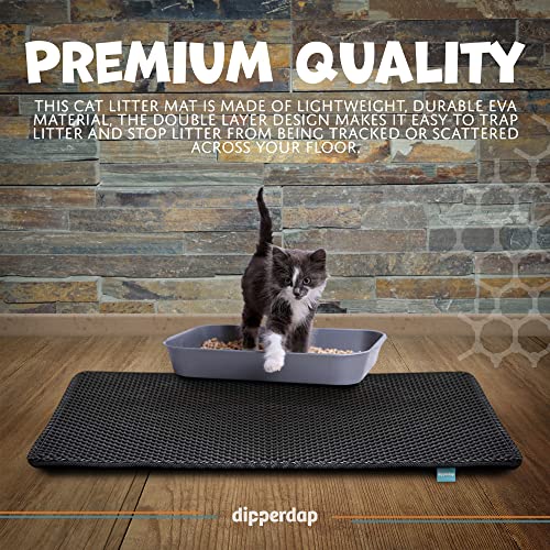 Cat Litter Trapping Mat With Handles - Water Proof Material For Easy Cleaning - Dual Layer Honeycomb Design - Dipperdap (24 X 30 In, Black) #TOP6