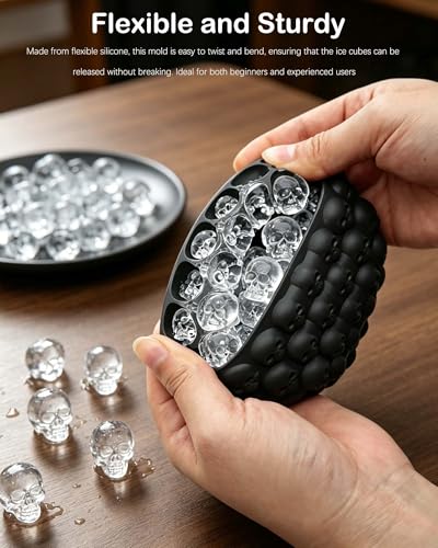 Molde de Silicona para Cubos de Hielo Calavera 3D Blanco miniatura 5