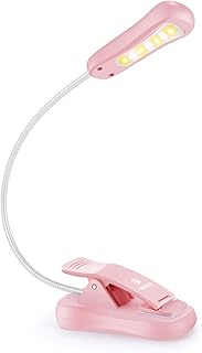 Vekkia Rechargeable-Book-Light-for-Reading-in-Bed, 7 LED 3 Color x 3 Brightness, Lightweight Reading-Light for Bookworms, Kids & Travel. (Pink)