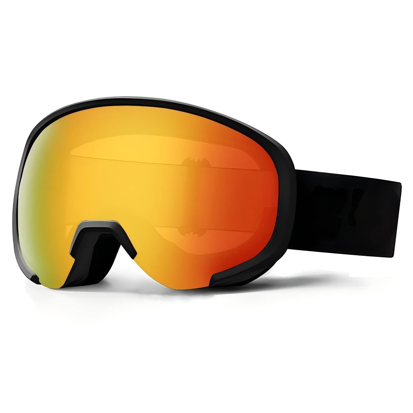 Lunettes de ski d'hiver, les hommes et les femmes peuvent les porter, les lunettes de ski sphériques d'extérieur peuvent être installées des lunettes de myopie. Matériau TPU + PC Rouge Bleu Argent V