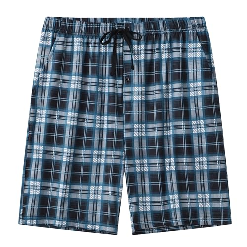 Image of MoFiz Men's Sleepwear Shorts Pajama Bottom Lounge Short Plaid Button Open Fly 3Pack