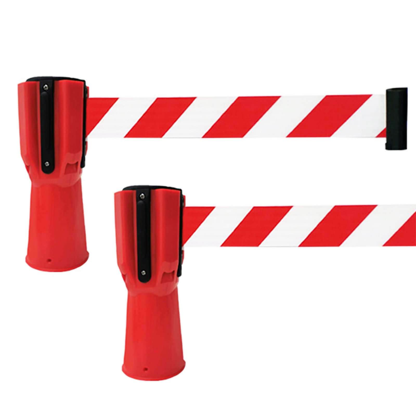 MoreiH 3M Retractable Belt Barrier, Vehicle Road Cone Connecting Rod Warning Tape Barrier Belt for Blocking Traffic and Pedestrian Areas/Red