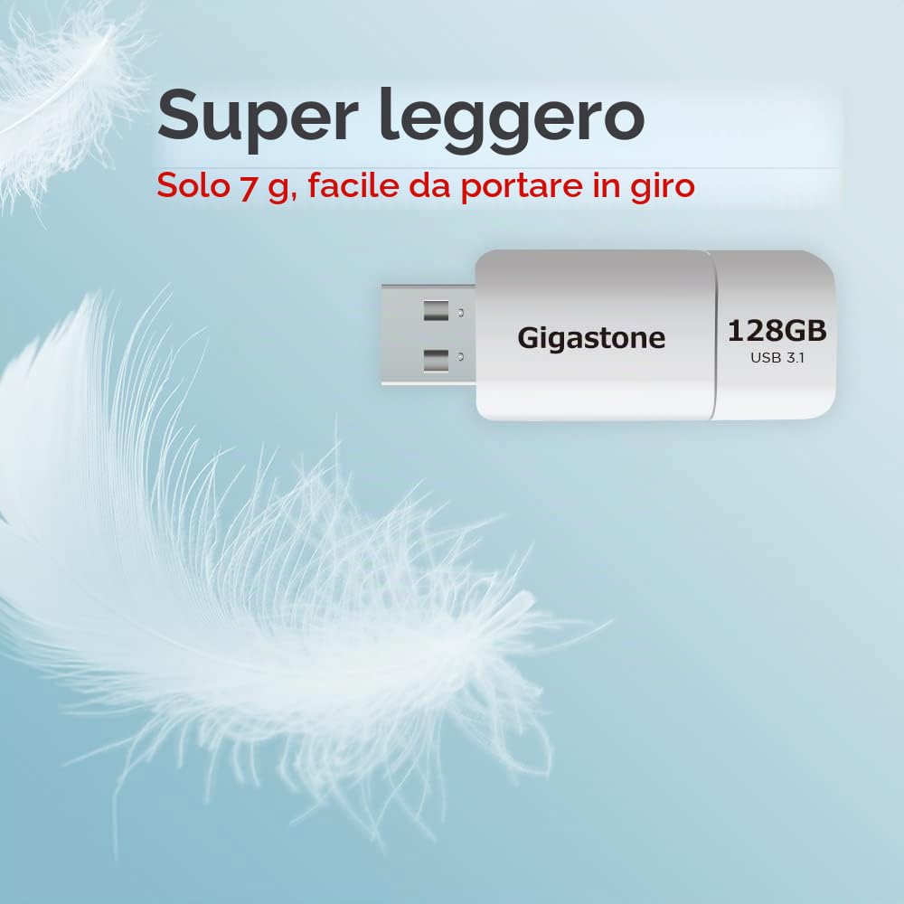 Gigastone Chiavetta USB 128 GB Set da 10, Z60 USB 3.2 Gen 1 Serie, R/W 120/80 MB/s alta velocità, Senza cappuccio con design retrattile, compatibile con interfaccia USB 2.0 / USB 3.0 / USB 3.1