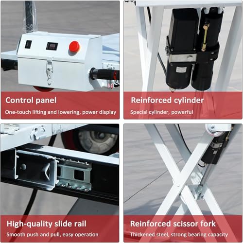 Carro elevador hidráulico con 4 ruedas, diseño de tijera, altura de elevación de 1 m para transportar y cargar materiales en camiones