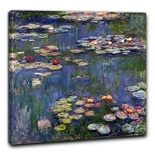 Resistente ai raggi UV Niik Quadro + Telaio (BC) Le ninfee 3 di Claude Monet 60 x 60 x 1,7 cm Falso d\'autore Stampa su Tela