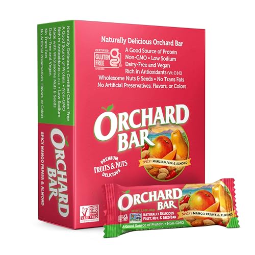 Orchard Bars Non-GMO Fruit & Nut Bars, Mango Papaya Almond, 1.4 Oz, Pack of 12
