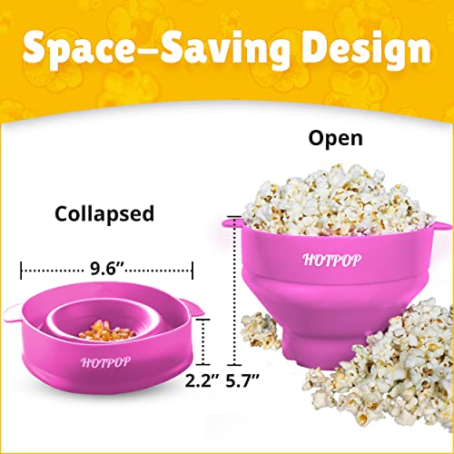 The Original Hotpop Microwave Popcorn Popper, Silicone Popcorn Maker, Collapsible Bowl Bpa-Free And Dishwasher Safe- 20 Colors Available (Pink) #TOP4