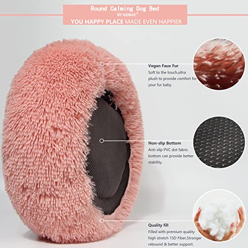 Pink Dog Bed For Small Dogs Washable,Cute Dog Beds For Girl Puppy Or Kitten 23 Inches Round Fluffy Calming Pet Bed For Indoor Small Size Dogs Or Cats With Laundry Wash Bag,Fits Up To 20 Lbs #TOP2
