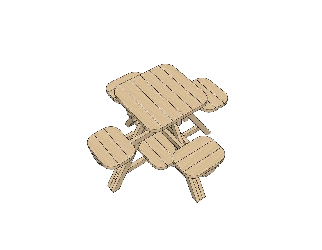 DIY Woodworking Plans for 4 Seat Picnic Table with Cutlist and Assembly steps