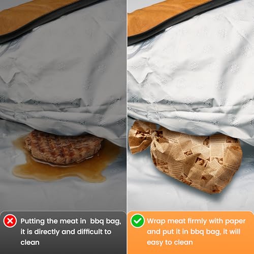 BBQ Blanket for Resting Meat, 21" BBQ Meat Blanket Insulation Bag with 50 Butcher Paper, Reusable Water and Oil Proof, Meat Blanket for Brisket, Pork Shoulder, Turkey, Gift for Men, Father's Day — view 6