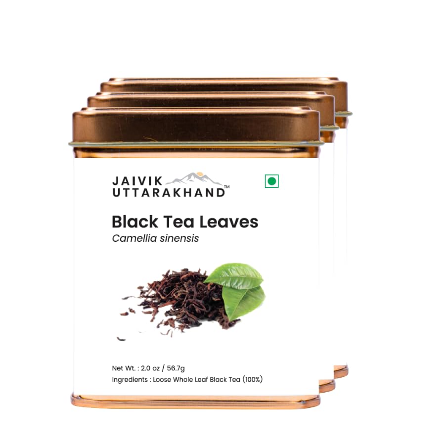 Image of Jaivik Uttarakhand - Unblended Single Origin Black Loose Leaf Tea (170.1 g), Natural Drink for Health, Pack of 3 Tin Can
