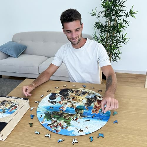 Iconic Puzzles, Kittens at the seaside, fantasy animals, 100% sustainable wooden puzzle, Gifts for Children and Adults size M - Image 2