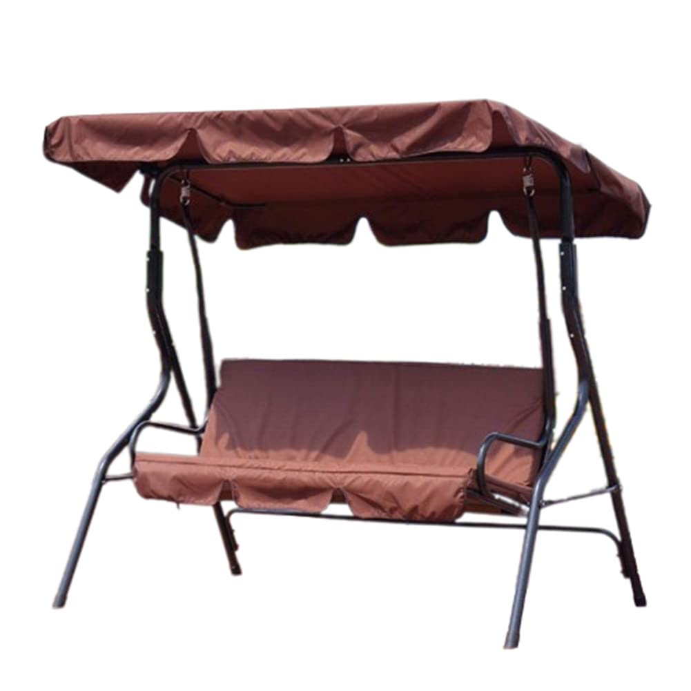 Swing Canopy Replacement Top, Outdoor Patio Swing Canopy Replacement, 3 Seat Swing Canopy Replacement Cover for Porch Patio Garden Pool Seat (Coffee, 249 * 185 * 18cm)
