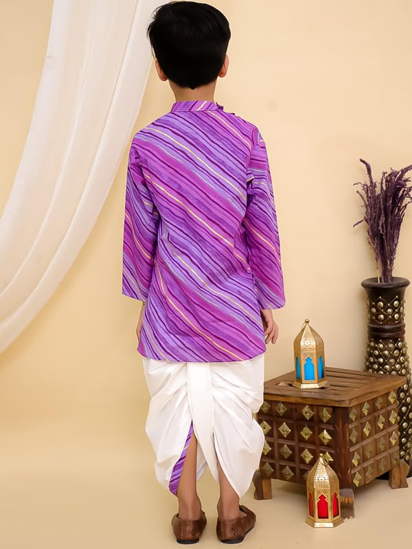 Image of superminis Boys Cotton Solid Jacket, Kurta Dhoti Set