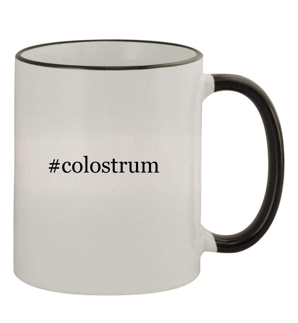 Knick Knack Gifts #colostrum - 11oz Colored Handle and Rim Coffee Mug, Black