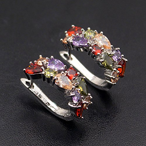 Sterling Silver Huggie Earrings, Small Round Huggie Stud Fashion Hoop Earrings with Amethyst Garnet Ruby Blue Sapphire Fashion Jewelry2