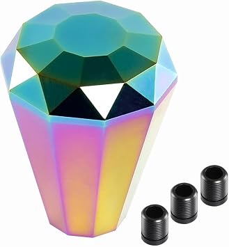 Sakali Universal Aluminum Diamond Shaped Shift Knob, Car Gear Stick Shift Knob Shifter Lever Fit Automatic Manual Car Colorful