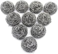 إسفنجة تنظيف من الفولاذ المقاوم للصدأ، فرشاة كروية من الصلب، وسادات تنظيف شديدة التحمل للمطبخ مضادة للصدأ للأواني والمقالي والشوايات والبوتاجاز 20 جم، 10 قطع