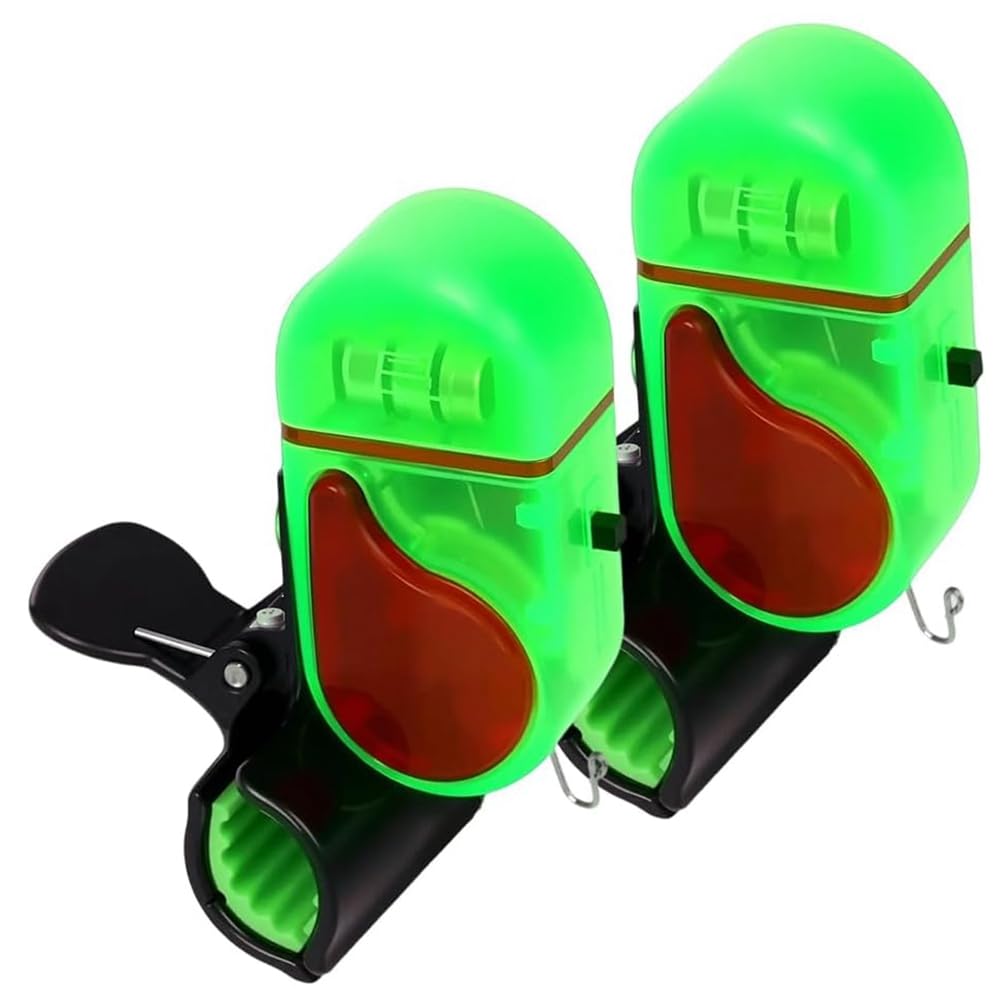 Littimoon Fishing Bite Alarm with LED Light,Fish Bite Alarm Sound Bite Alert Bell with LED Lights for All Fishing Poles 2PCS