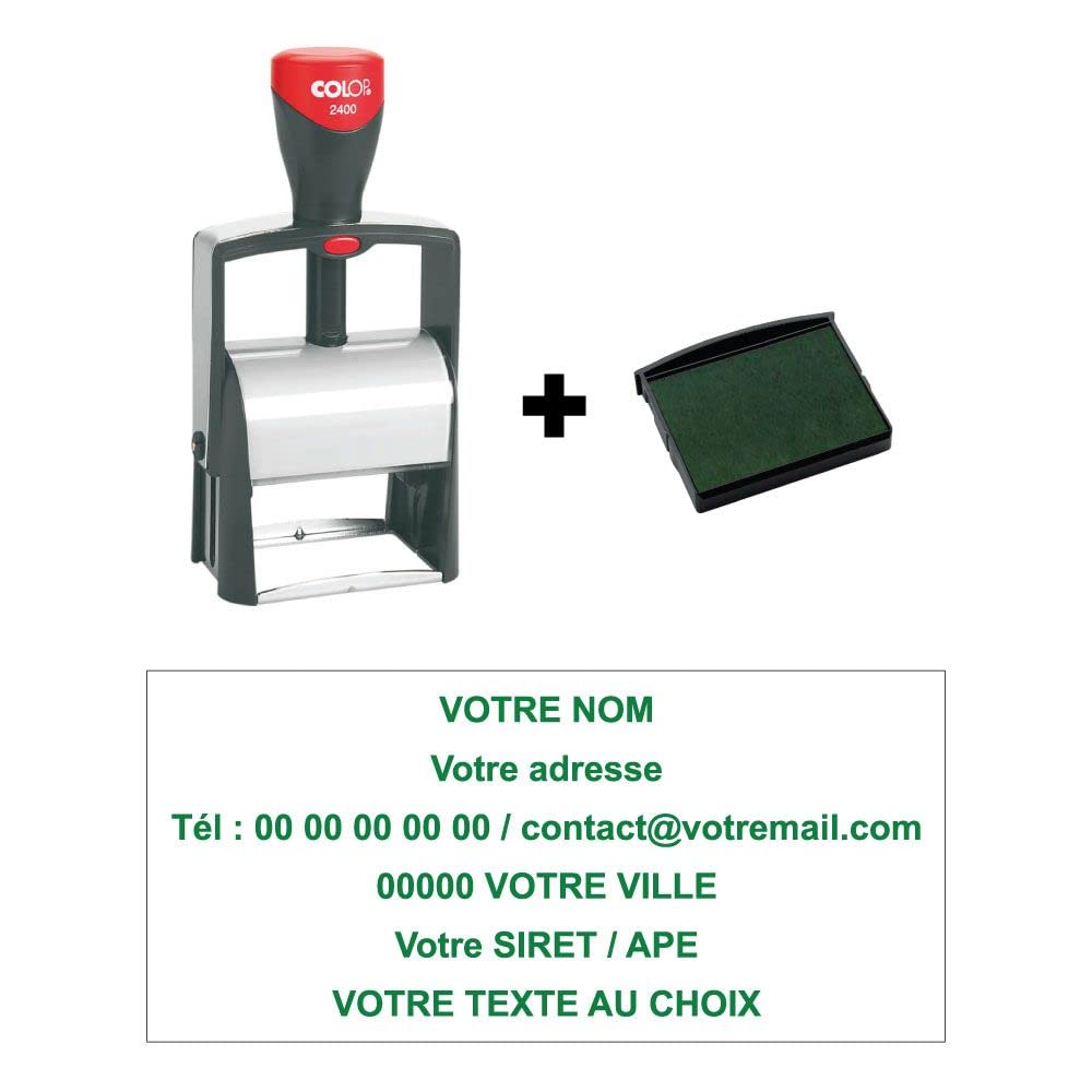 Timbro autoinchiostrante personalizzato, 6 righe COLOP Classic Line 2400 58 x 27 mm per indirizzo e ragioni sociali verde
