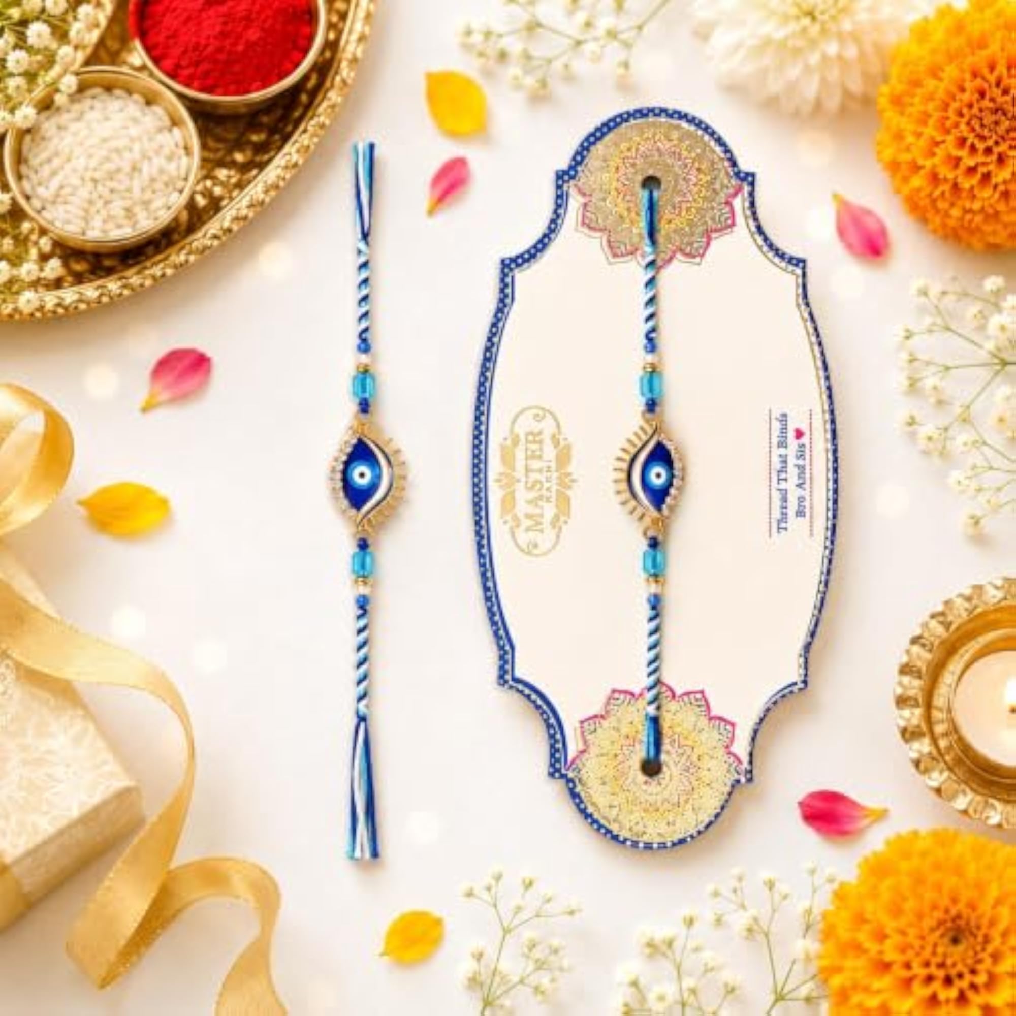 Premium Designer Evil Eyes Rakhi Set of 2, Gift Pack