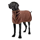Hunde bademantel,hundehandtuch mittelgroße hunde,Super feuchtigkeit Schnelltrocknend Handtuch,Mikrofaser Handtuch, verstellbarer Kragen und Taillen-Hundetuch für große, mittlere Hunde (L, Braun)
