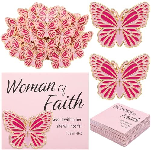 Image of Hoteam Chuch Gift for Woman of Faith Pins Butterfly Pink Bow Rose Christian Brooches Mom Church Woman Party Favor