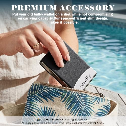 Image of Mini2buy Customized Name Engraved Card Holder for Credit, Debit, ATM, and Business Visiting Cards from Premium Stainless Steel Size Ideal for Personal use or Corporate Gifting (Customized-Black)