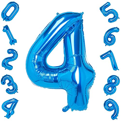 Atpata Funky Blue Number Foil Balloons for Numeric Milestone Parties (40 INCH, 4)