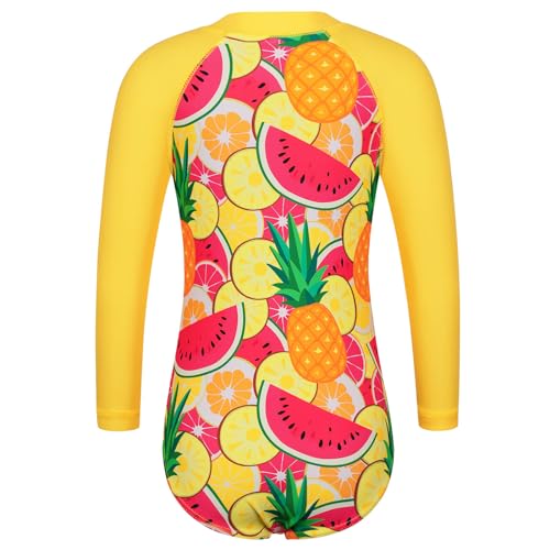 Girls One Piece Swimsuit Long Sleeve Beach Bathing Suit UPF 50+ Sun Protection Rashguard Swimwear with Hairband & Shorts2